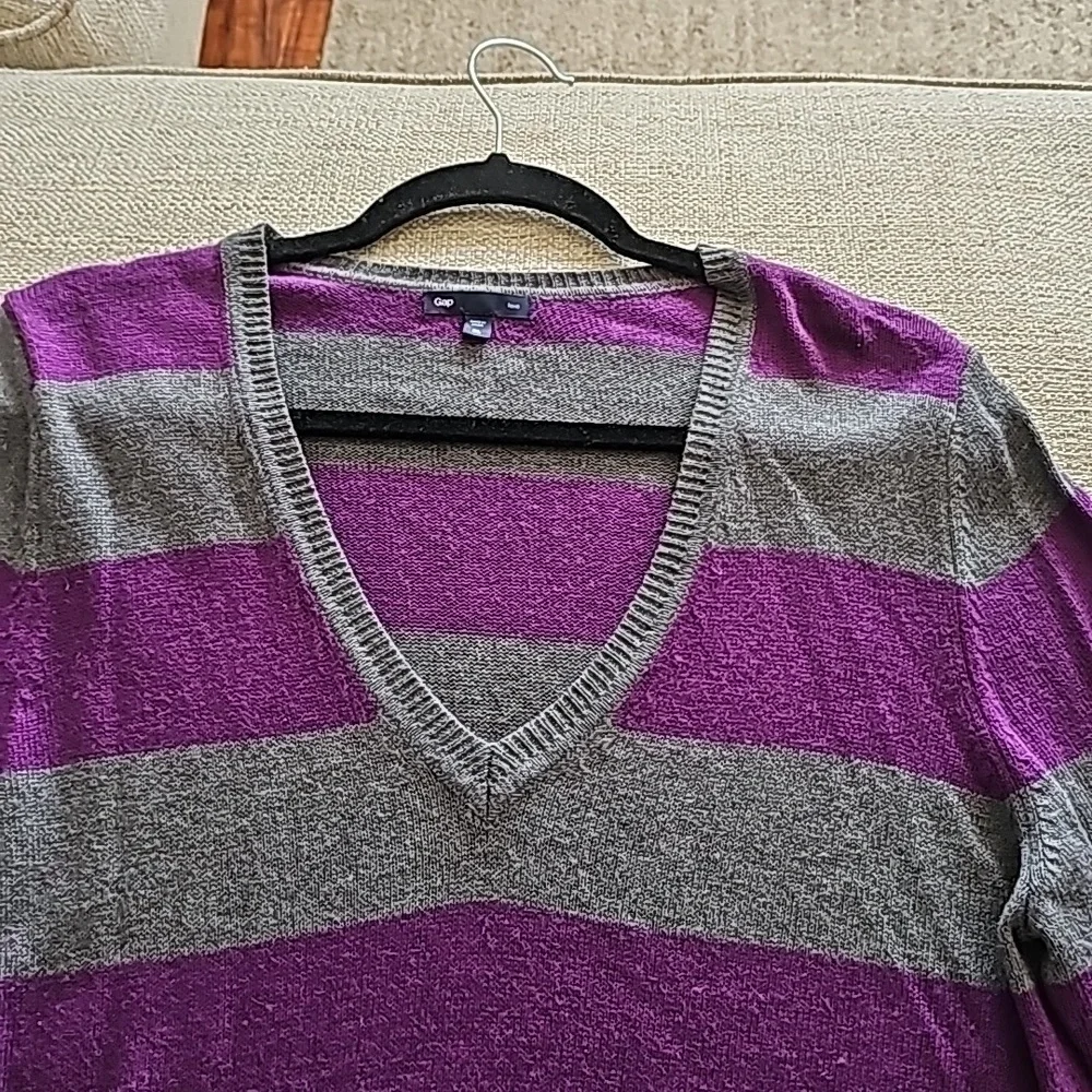 Gap color Block Sweater gray/purple xl - Picture 2 of 7